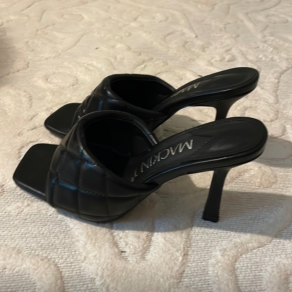 Black quilted faux leather shoes